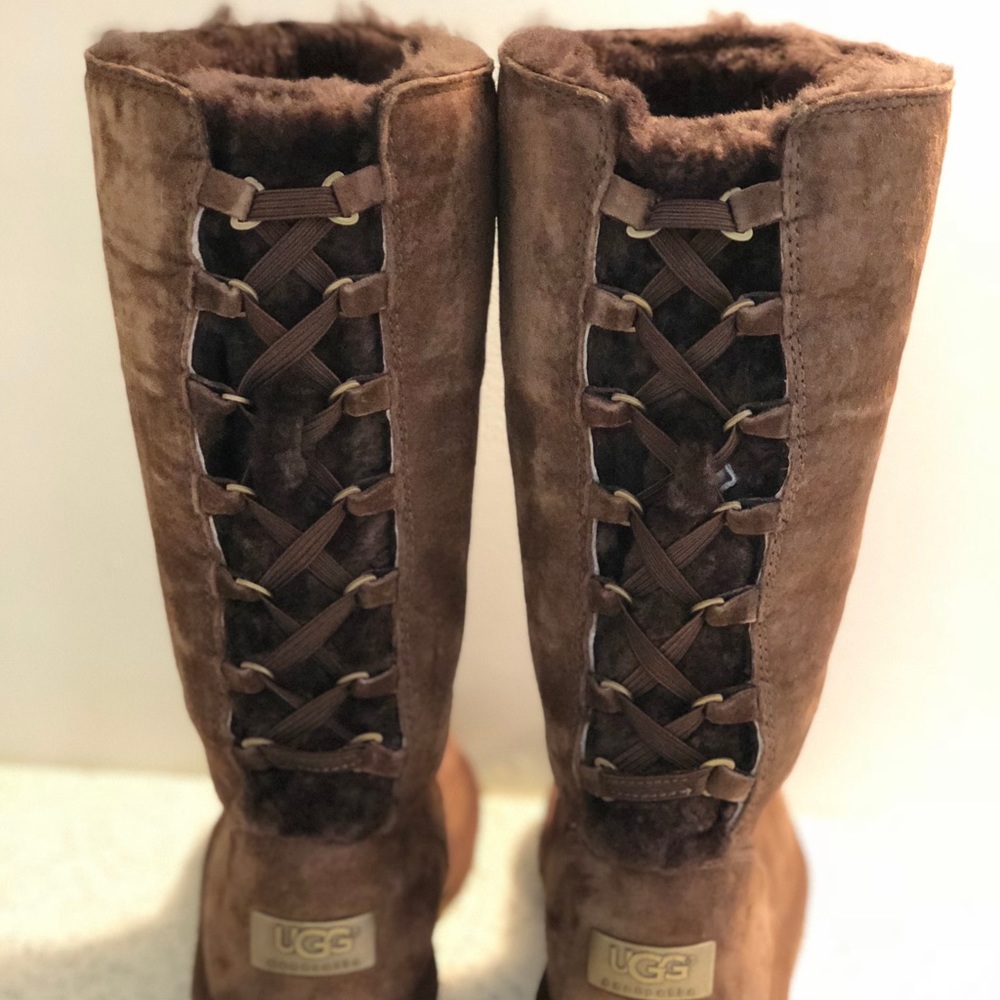 Brown Lace Up Back Ugg Boots